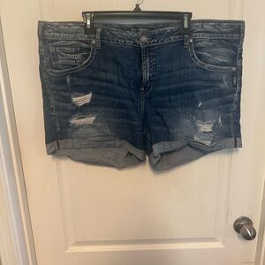 Silver Jeans Blue Jean Shorts Distressed Cut-Off